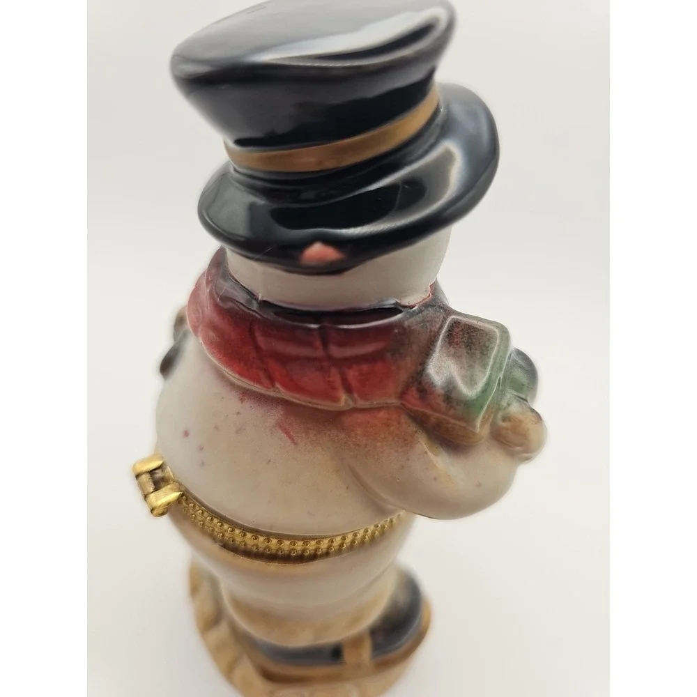 Snowman Trinket‎ Box Jar Christmas Hinged Porcelain Box